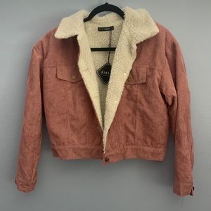 Pink faux fur lined jacket